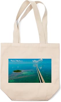 Lantern Press Key West, Florida, Pigeon Key and 7 Mile Bridge, Photography A-93350 100% Cotton Canvas Reusable Tote Bag