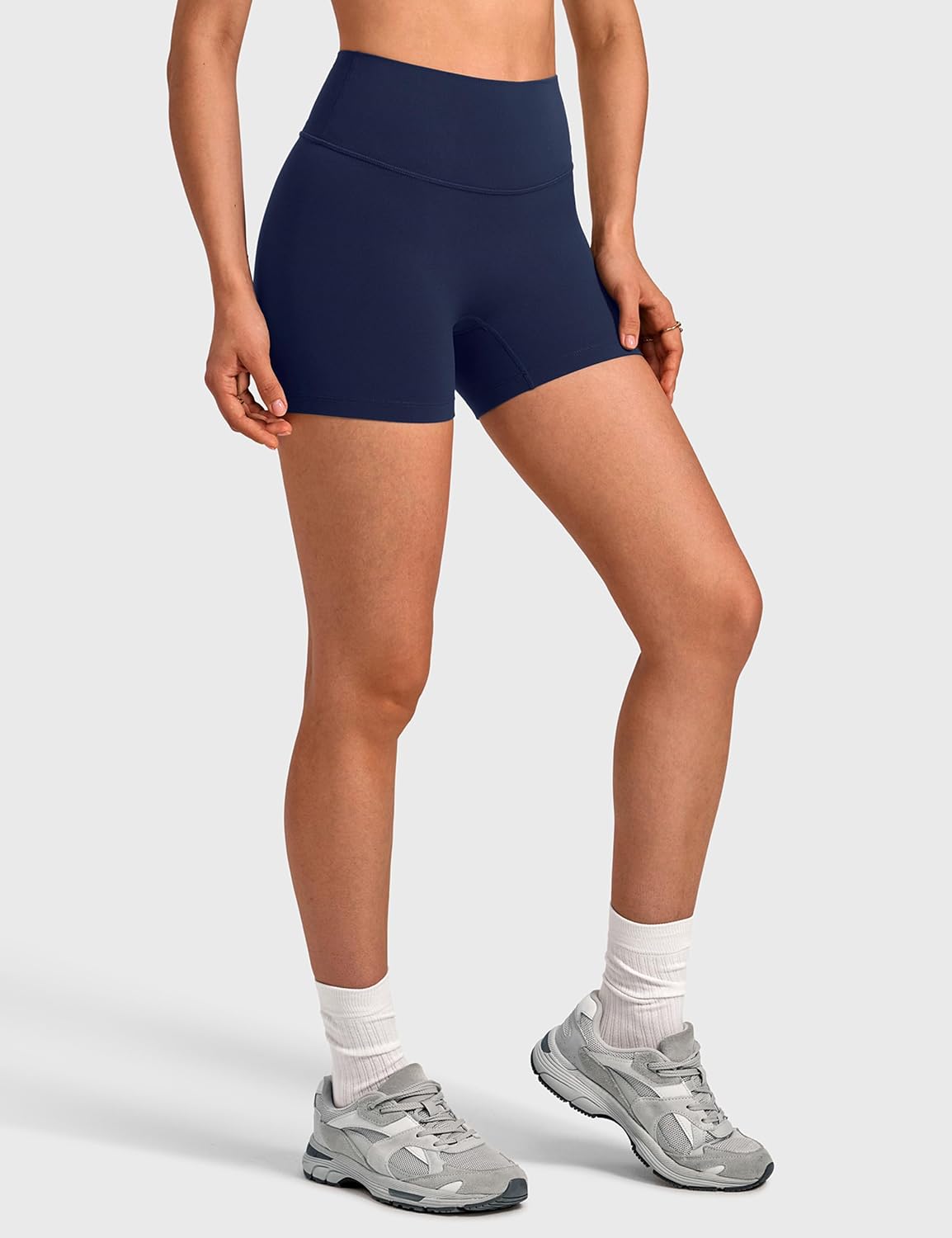 INGIA Womens High Waist No Front Seam Biker Shorts 4 Inches Running Volleyball Spandex Yoga Gym Workouts