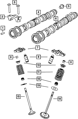 Miniatura 7 de 5184377AG Árbol de levas de escape lateral izquierdo para modelos JeepDodgeChryslerRam 3.6L V6 2011-2021 Sustituye 5184377AD 05184377AH 5184377AE
