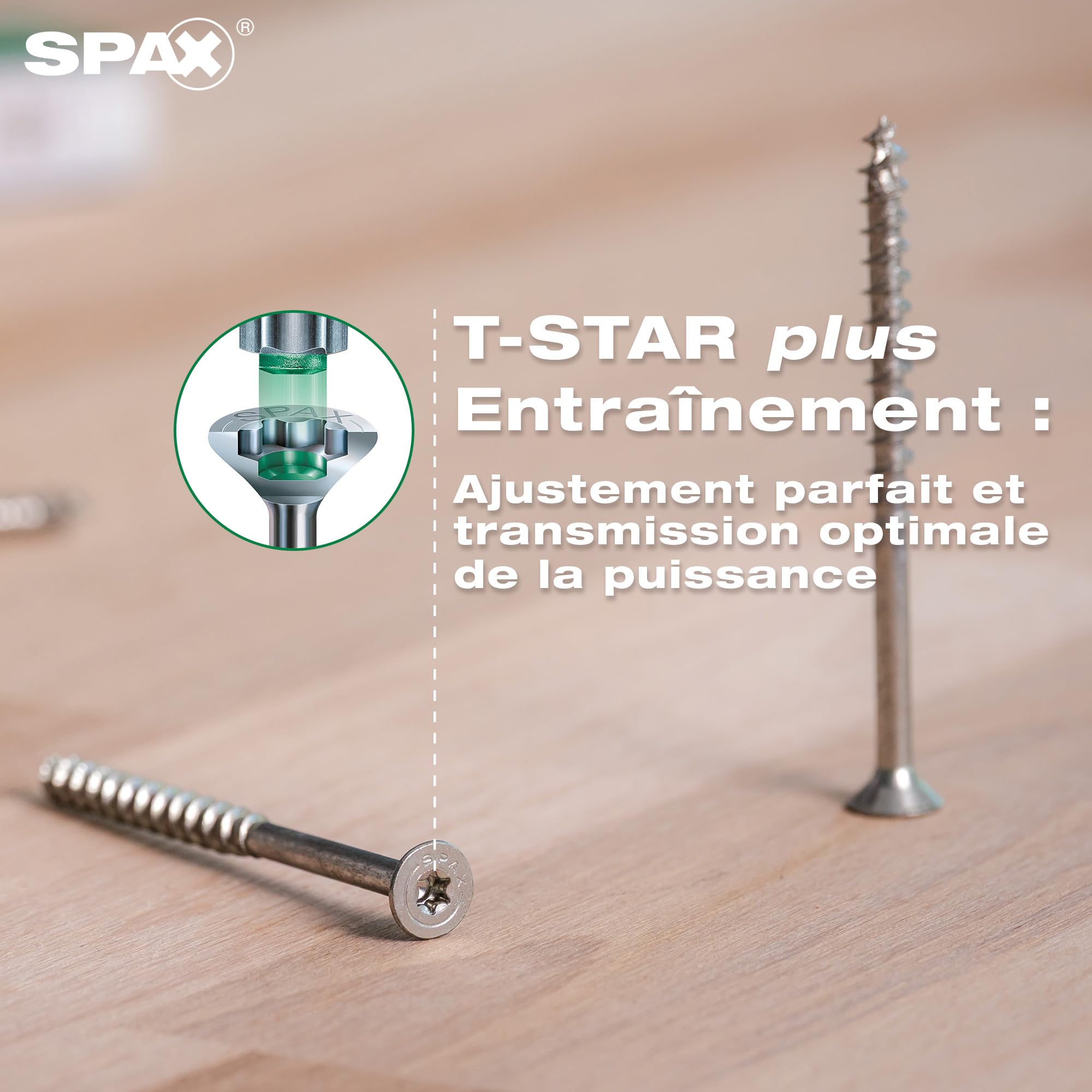 SPAX Vis universelle 6 x 80 mm, 180 pièces - Vis à bois, filetage partiel, tête fraisée, T-STAR Plus T30, pointe 4CUT, revêtement WIROX - 8000000277078