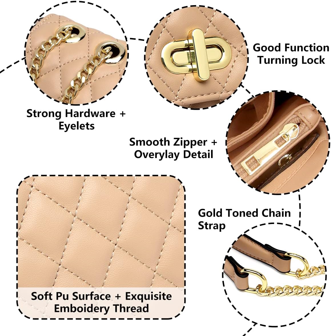ER.Roulour Quilted Crossbody Bags for Women, Trendy Roomy Shoulder Handbags with Flap Gold Hardware Chain Purses Shoulder Bag - Image 10