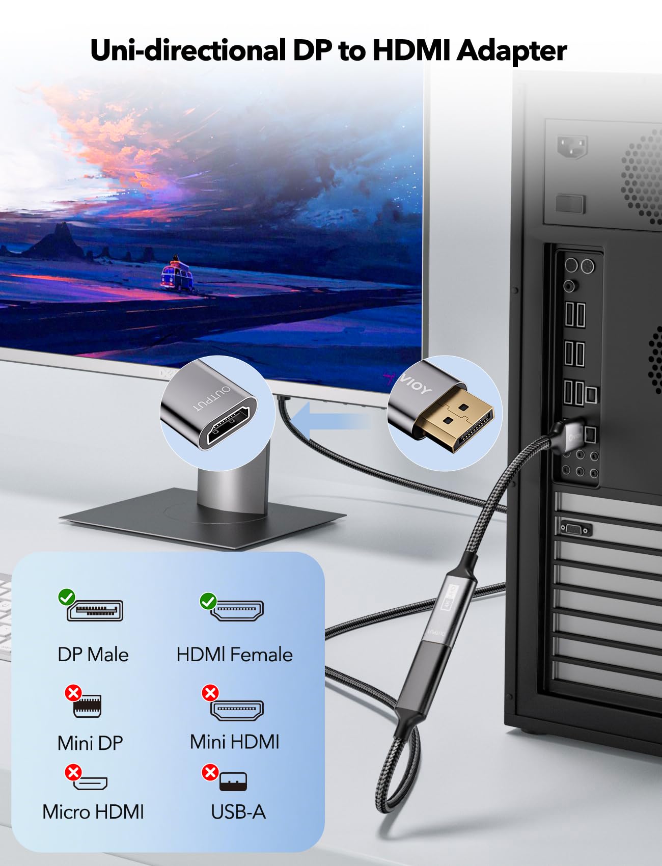 VIOY Lot de 5 adaptateurs Displayport vers HDMI