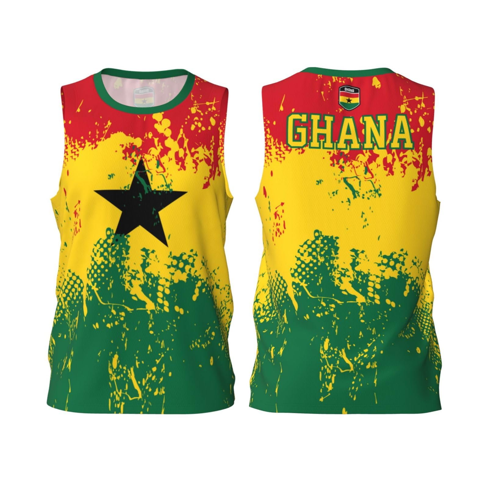 Fagiuchi Unisex Black Ghana Flag Grain Basketball Jersey Shirt Team Up Sports 3D Full Print Design Jerseys