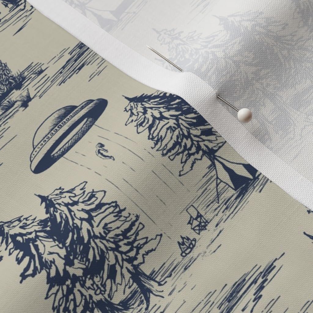 Spoonflower Fabric - Alien Toile Outer Space Small Scale Camping Tent UFO Abduction Printed on Petal Signature Cotton Fabric Fat Quarter - Sewing Quilting Apparel Crafts Decor