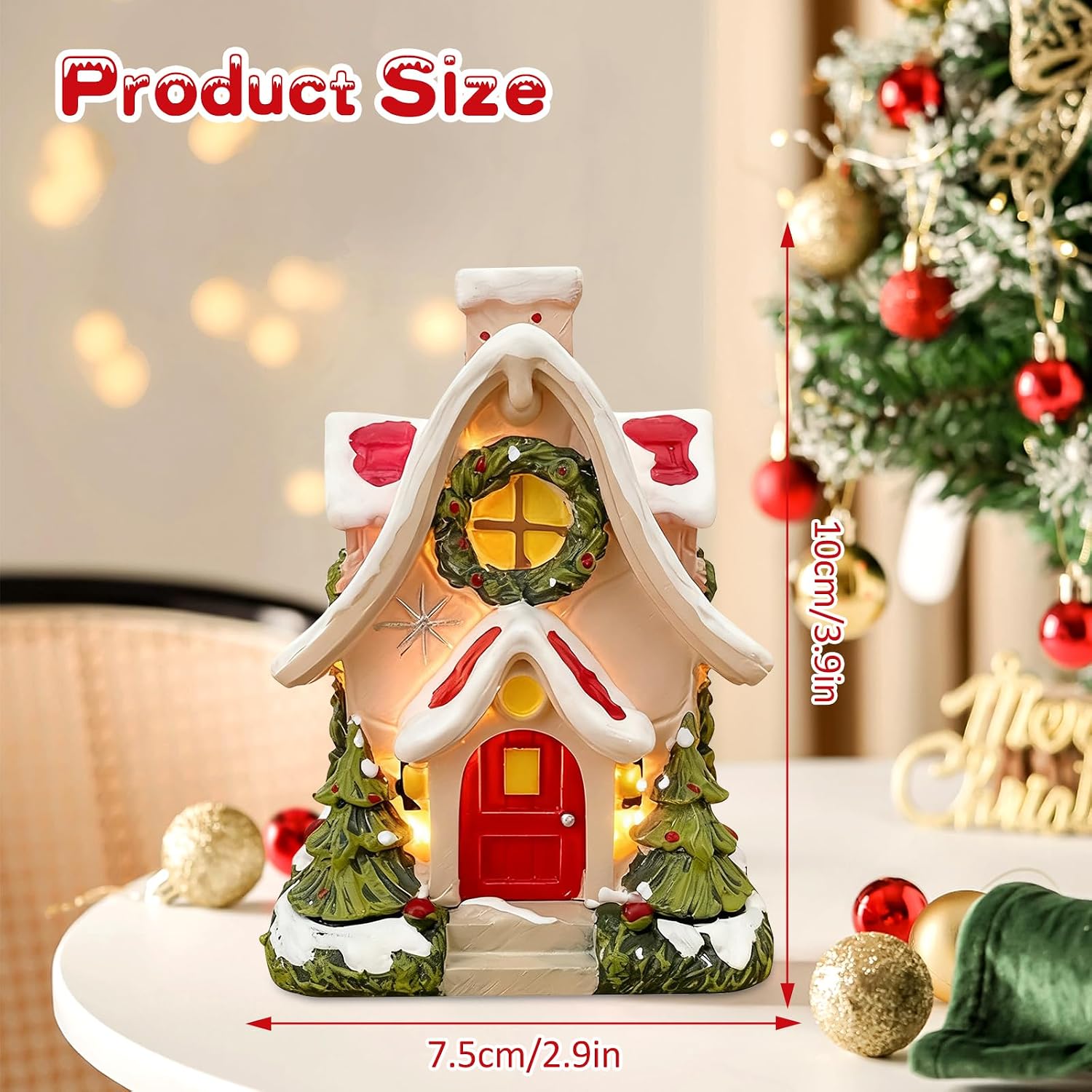Christmas Houses Smoking Houses Indoor Christmas Decorations Christmas Village Houses with Warm Light Table Decorations Resin Micro Landscape