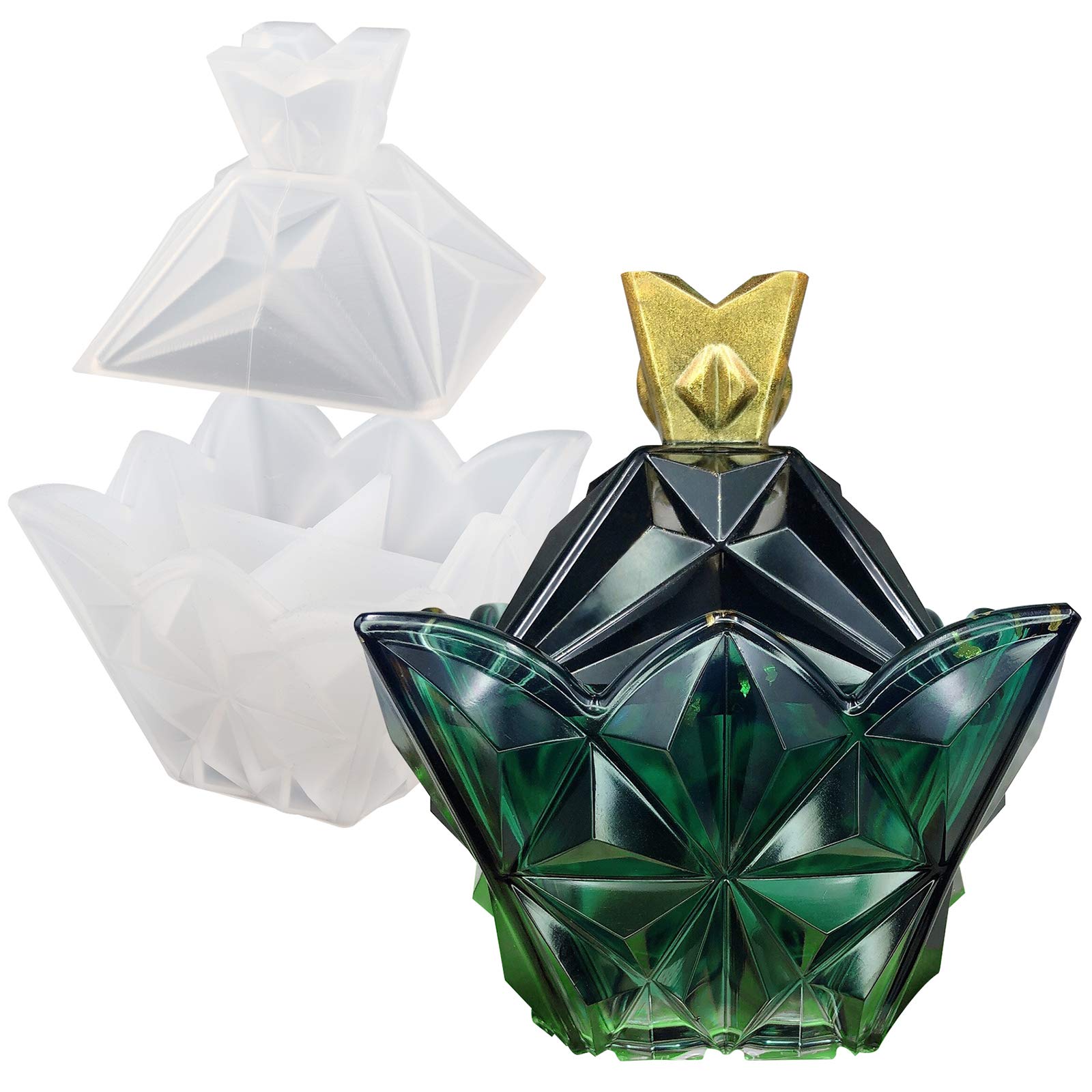 Pyramid Trinket Box Epoxy Resin Silicone Tray with Lid for Polymer Clay Concrete Cement, DIY Jewelry Storage Case, Candlestick, Ashtray 3.3x1.6x2.8ich