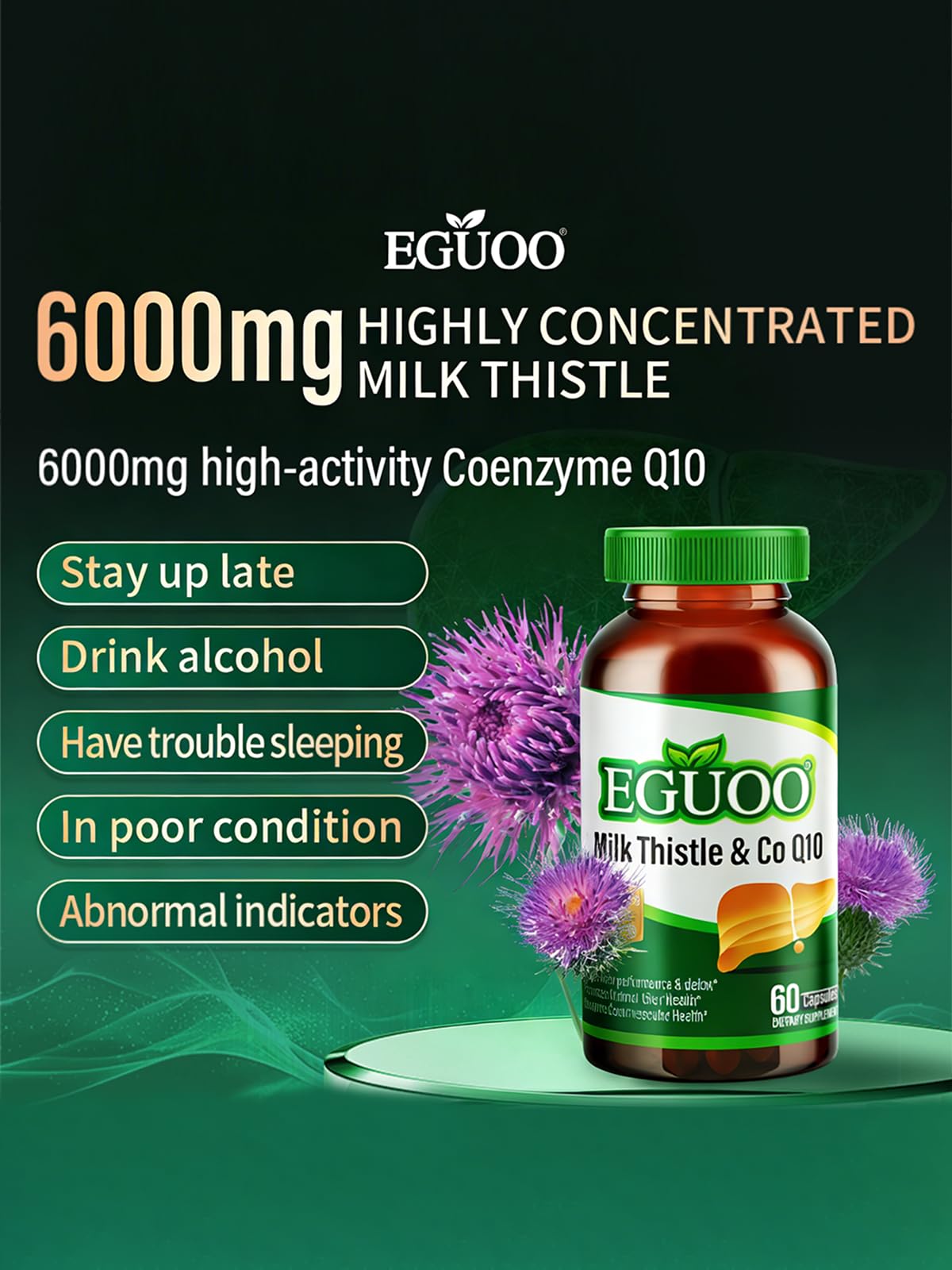 Milk Thistle & CoQ10 Dietary Supplement, 60 Capsules — Amazon image 2