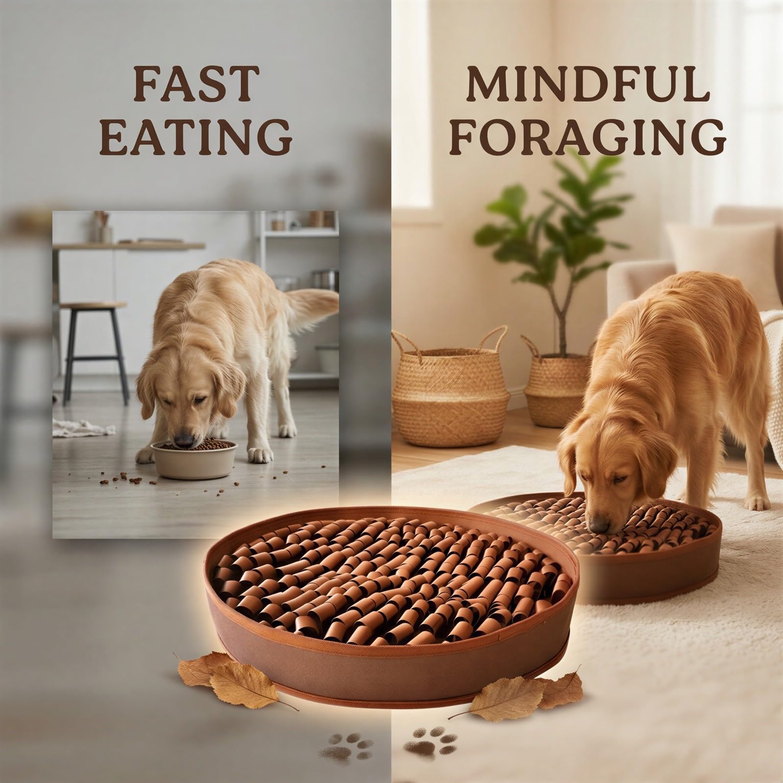 Hundenasearbeit-Matte, 50 cm Hundefutter-Matte für langsames Fressen, Robustes Intelligenzspielzeug für Futtertraining, mentale Stimulation für Komfort, braun