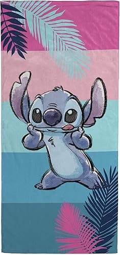 Disney Lilo and Stitch - Toalla de baño, piscina, playa para niños, toalla de algodón súper suave y absorbente, resistente a la decoloración, mide
