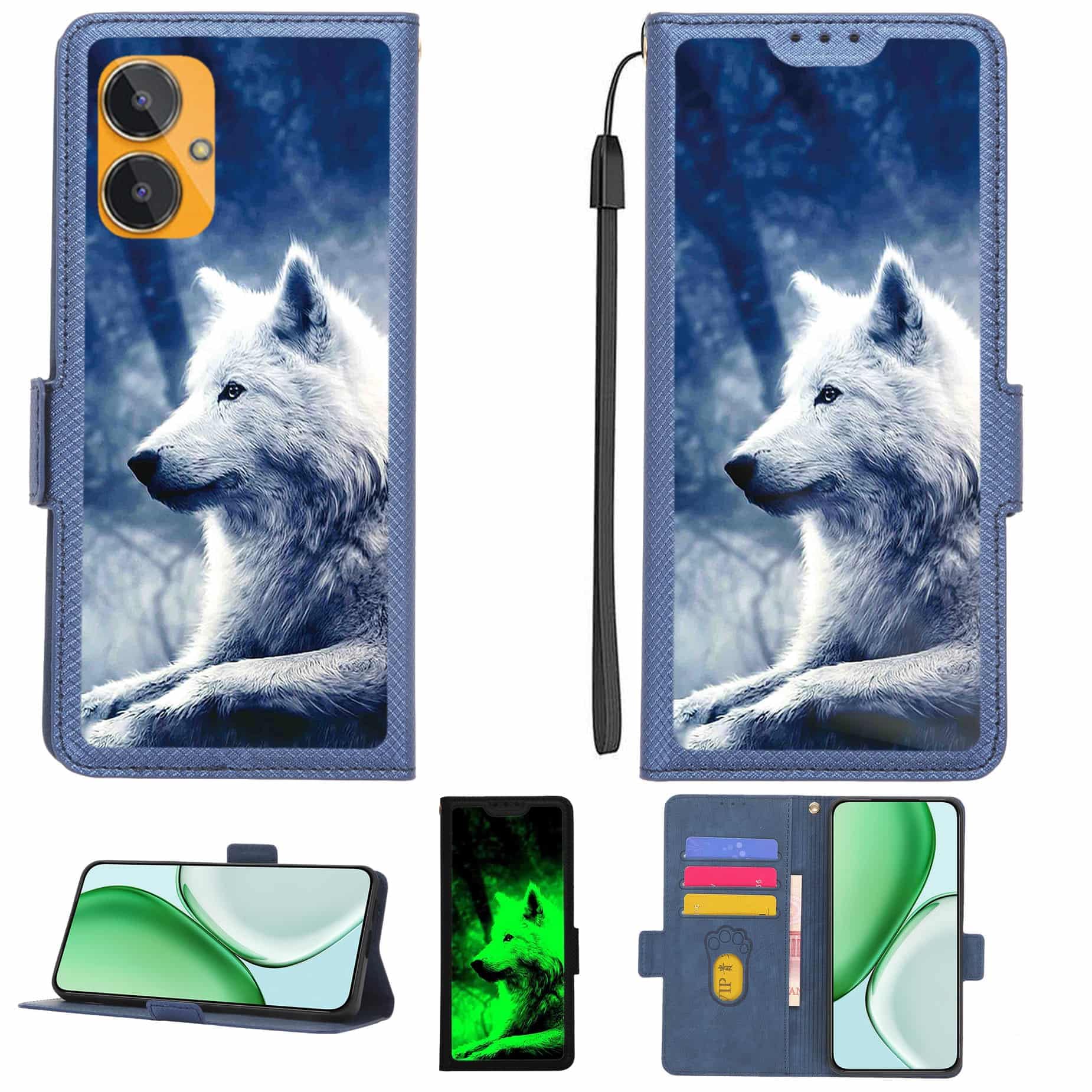 Case Compatible for Lava Blaze 2 Phone Case Flip Cover [with Tempered Glass Screen Protector][RFID Blocking][Luminous Effect] LPT-LANG