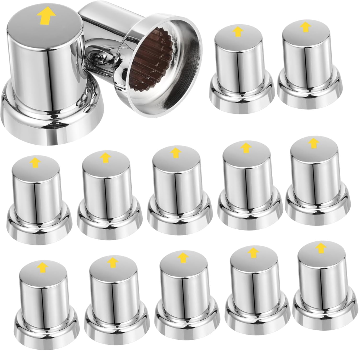 Mikinona 20pcs Chrome Lug Nut Covers Rust-Resistant Wheel Hub Caps with Fitment Tool for Semi Trucks and Trailers Protective Lug Nut Dust Caps for Car Exterior Accessories