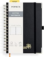 Vista 1 de POPRUN Spiral Dotted Journal Notebook, [A5-5.75'' x 8.25''] - 120 GSM Thick Paper, 141 Numbered Pages, Hardcover for Men & Women with Pocket, Index
