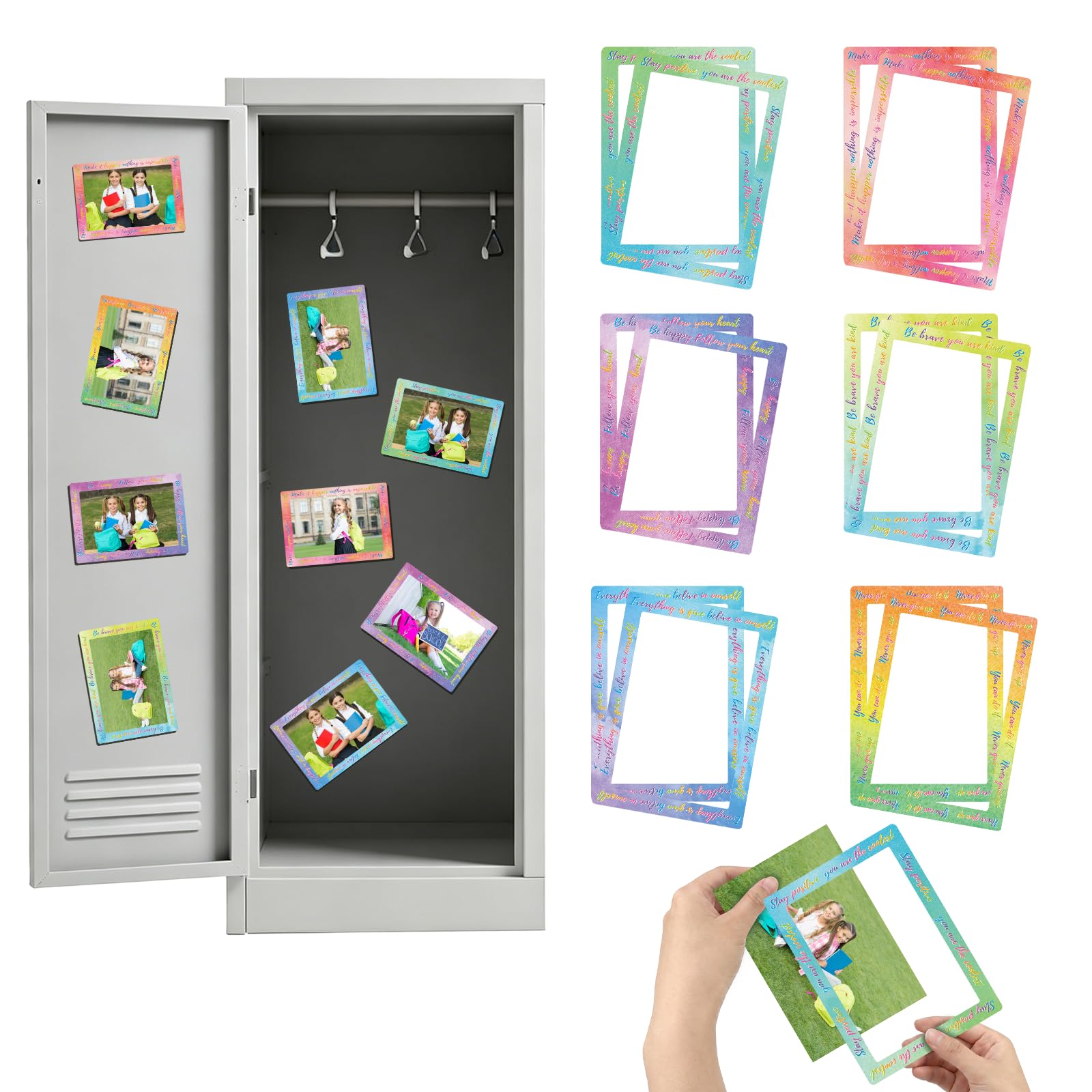 Cadres photo magnétiques dégradés, idée cadeau originale pour décorer un casier ou un frigo