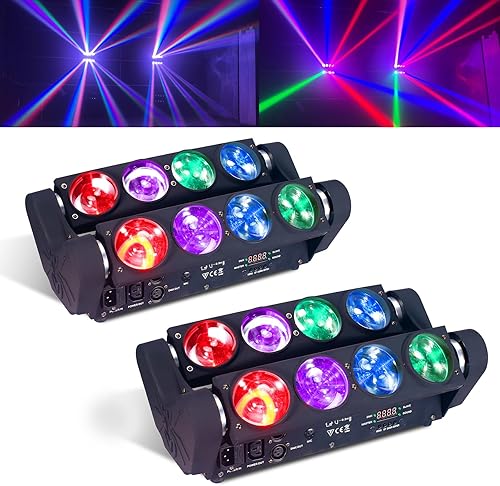 Luz de cabeza móvil LED RGBW 4 en 1 de 8 x 15 W, luz de escenario portátil, haz de fiesta estroboscópico para DJ, iluminación DMX 512 y activado por