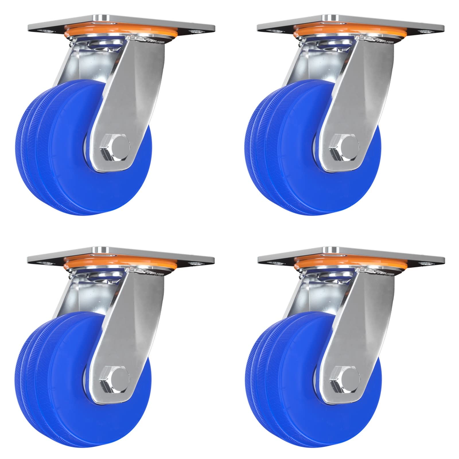 Roulettes pivotantes robustes pour diable caoutchouc fonte 5 pouces avec frein lot de 4
