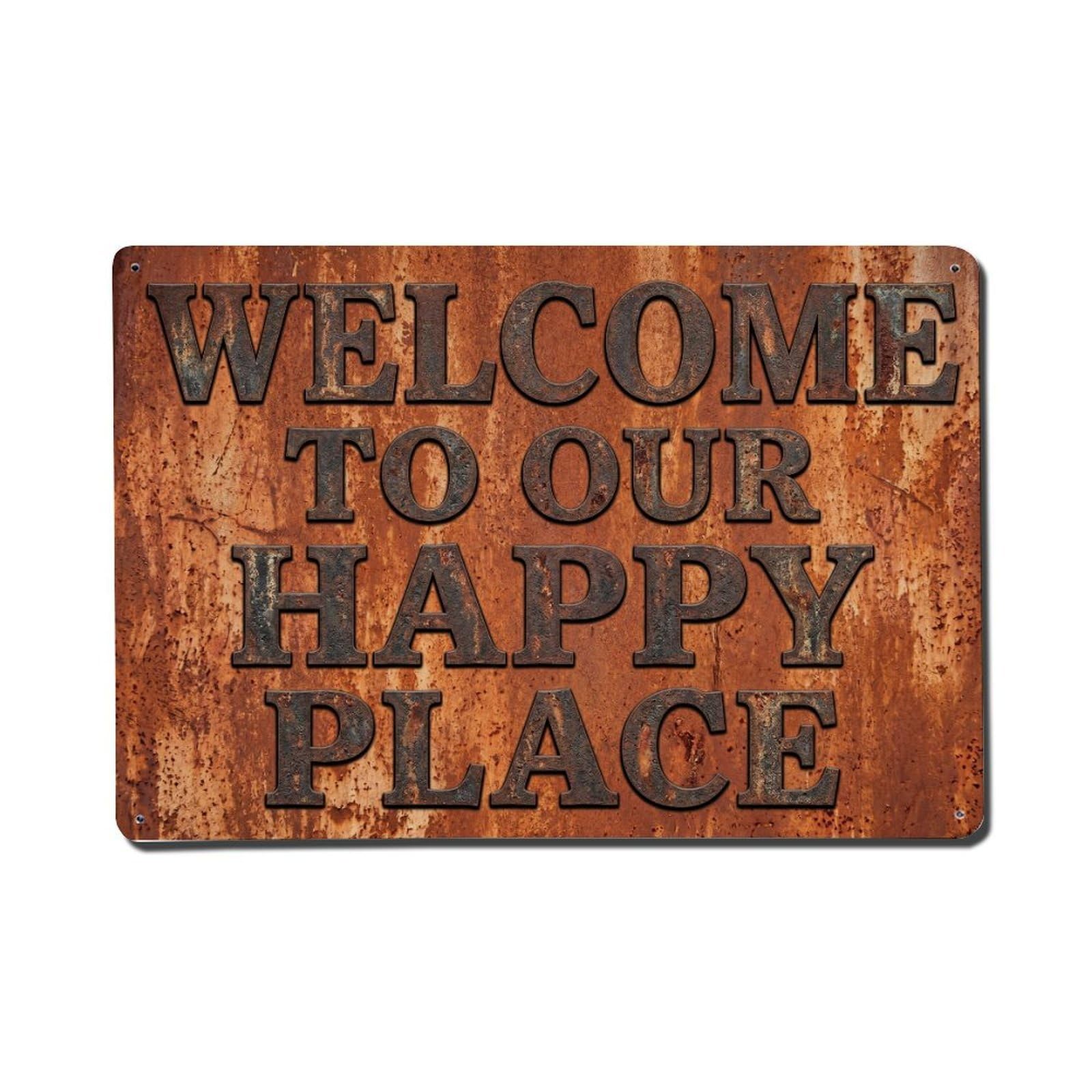 Farmhouse Welcome Rustic Entrance Metal Tin Sign Plaque Wall Decor for Cafe, Club Bar, Office, Home Garden Metal Poster 8x12Inch