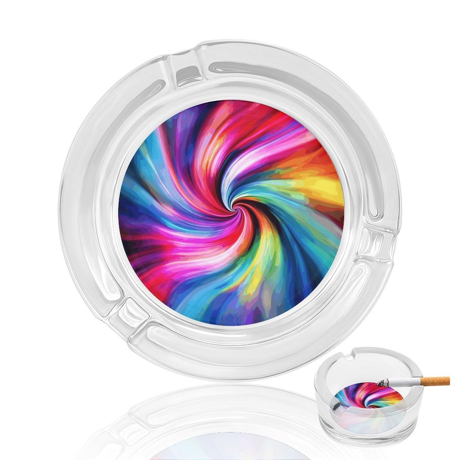 Cendrier rond coloré en verre teinté pour la maison et le bureau