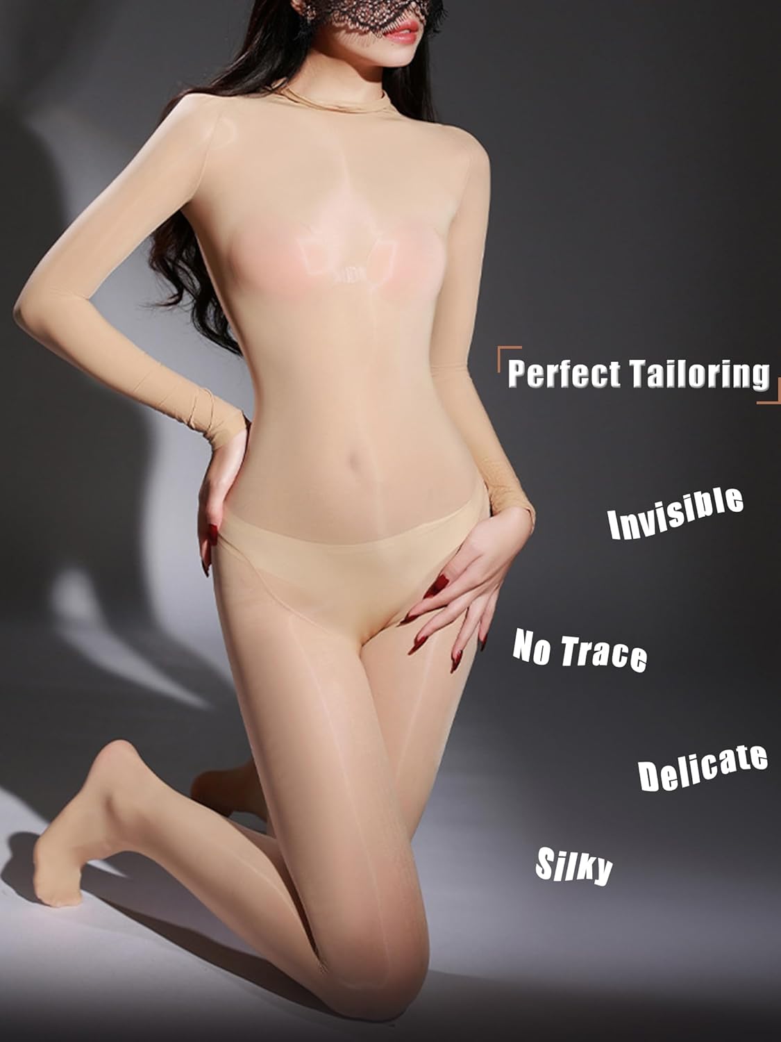 RUIBAVYA Body Stockings for Women Sexy Full Body Tights Oil Shiny Bodystocking High Neck Nylon Catsuit Shimmer Bodysuit - Image 4