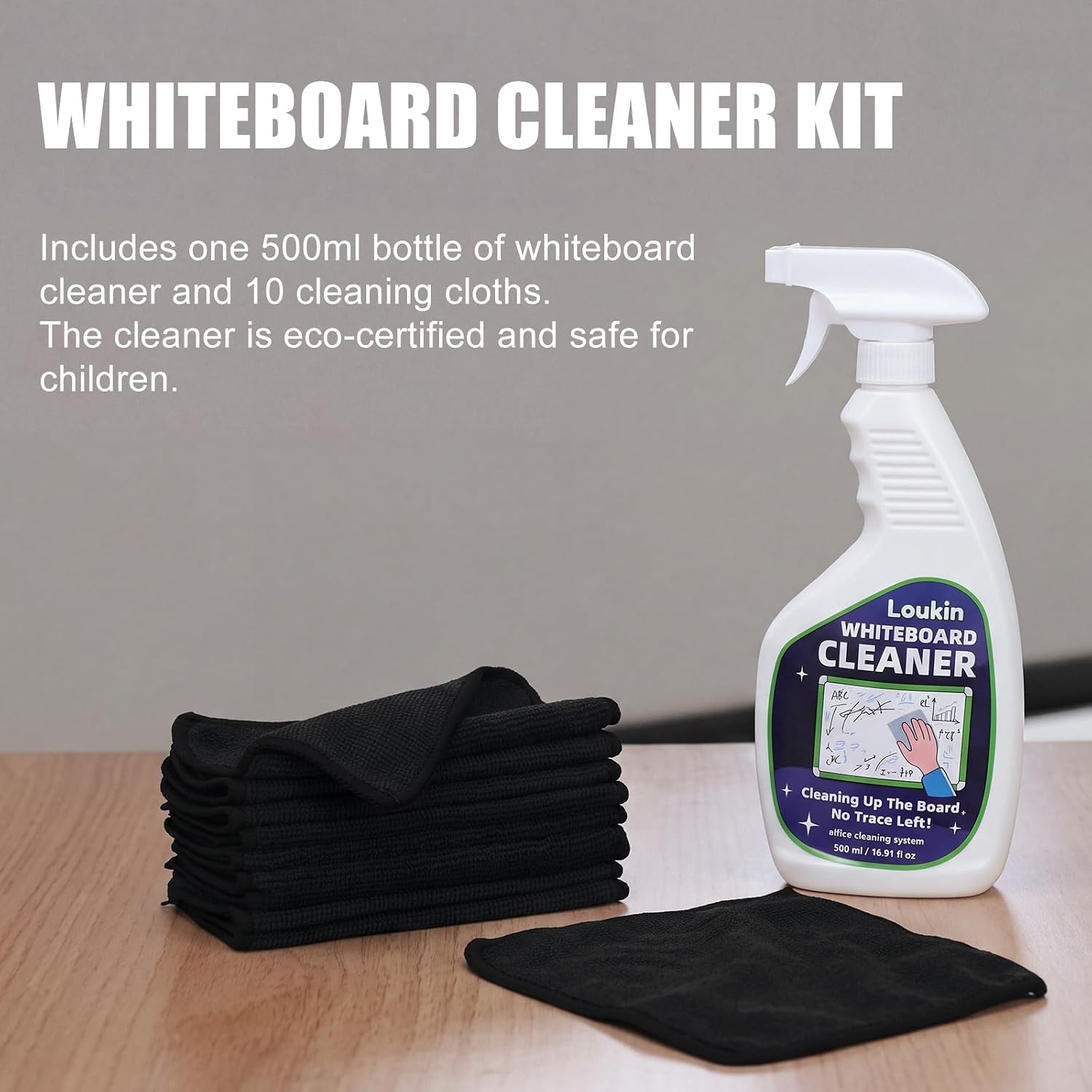 Whiteboard Cleaner Spray, 16.9 Fl oz Dry Erase Cleaner with 10 Cloth image 4