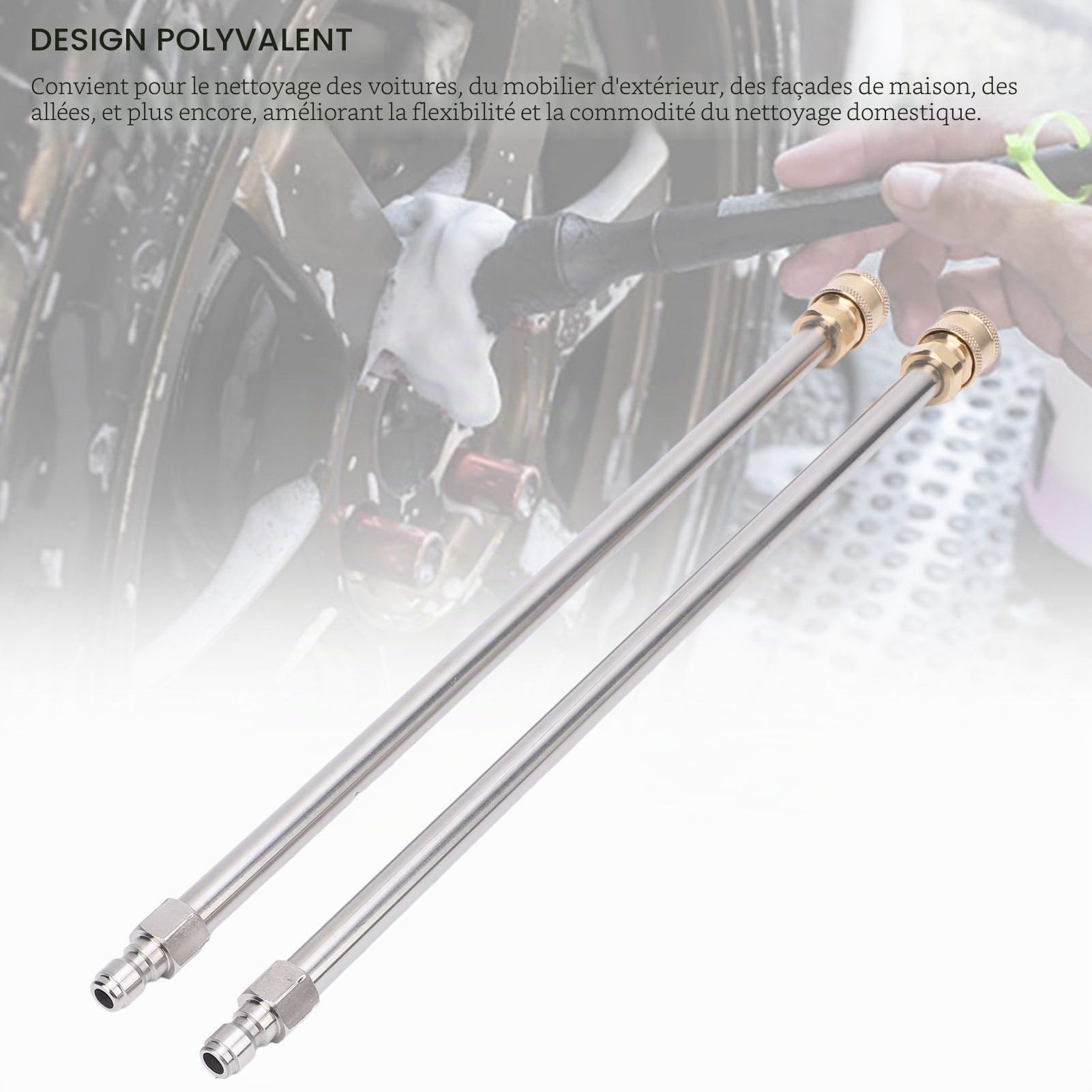 Ausla Lance d'Extension pour Nettoyeur Haute Pression, 40 cm, Interface 1/4 Pouce, Outil de Nettoyage Auto