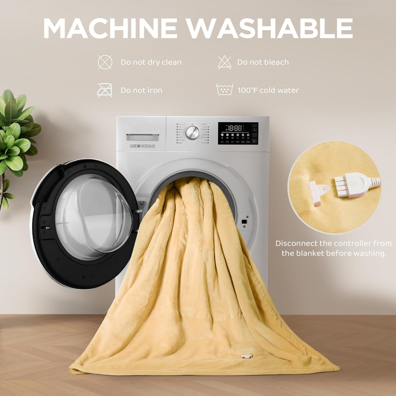 Heated Blanket Electric Throw 50" x 60" -Heated Throw Blanket with 4 Heating Levels & 3 Hours Auto Off,Machine Washable,ETL & FCC Certification(Cheesy Yellow) - Image 7