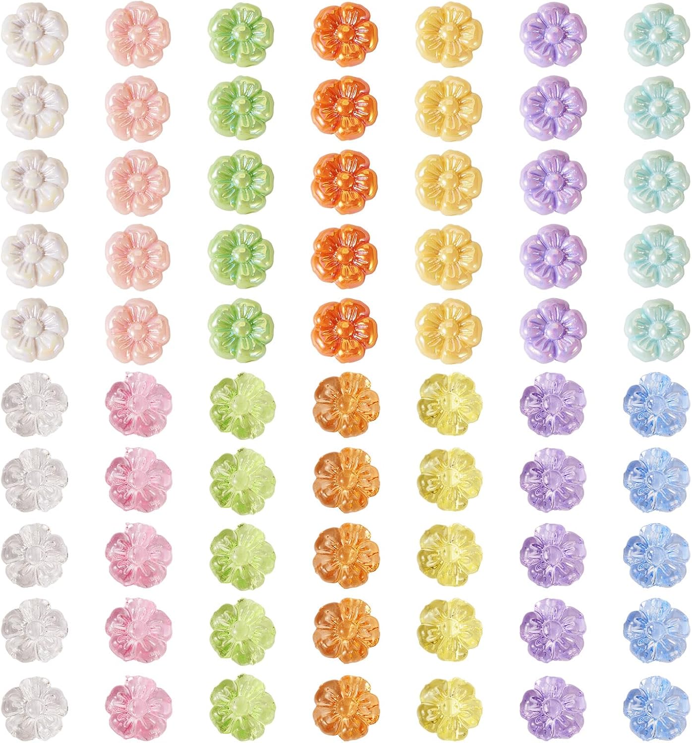 70Pcs Flower Acrylic Beads Colorful Chunky 5-Petal Blossom Floral Spacer Beads Cute Candy Flower Loose Beads Spring Plant Charm Beads for DIY Craft Friendship Bracelet Lanyard Jewelry Making - Image 7