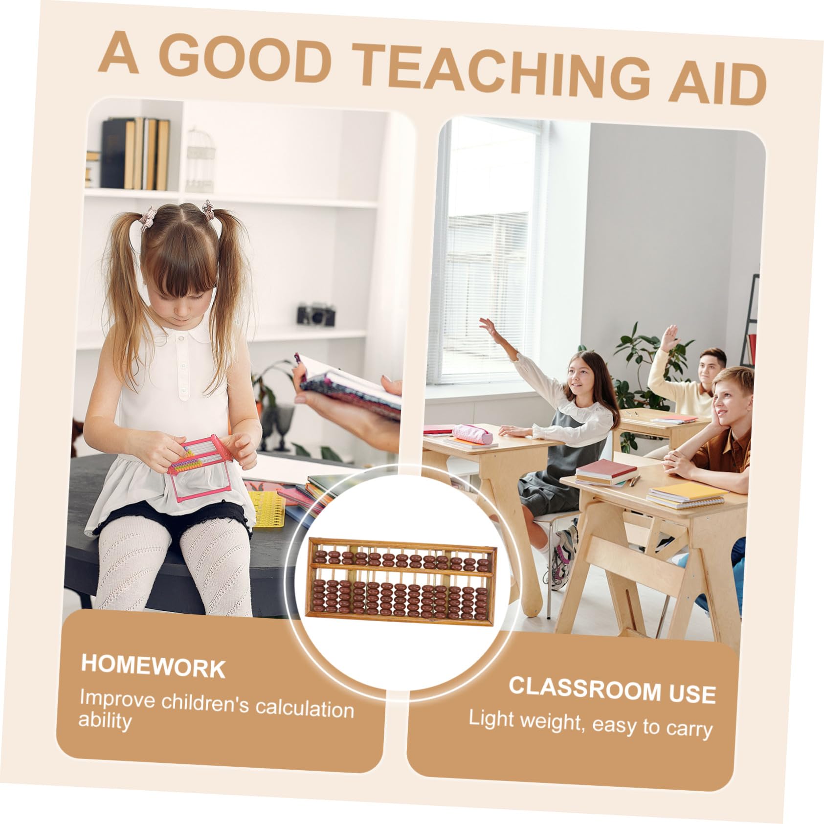 SUPVOX Abaco Aritmetico 13 Aste in Legno per Bambini Studenti | 7 Perline per Riga, Colore Coffee, Finitura Lucida Angoli Arrotondati, Allenamento Numerico