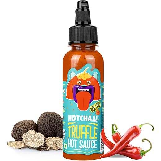 HOTCHAA Vegan Truffle Hot Sauce 170g - New Launch: Infused with Olive Oil, Umami notes of truffle, Spicy, Flavourful, Small Batch Production using Premium Ingredients, NO MSG, Vegan