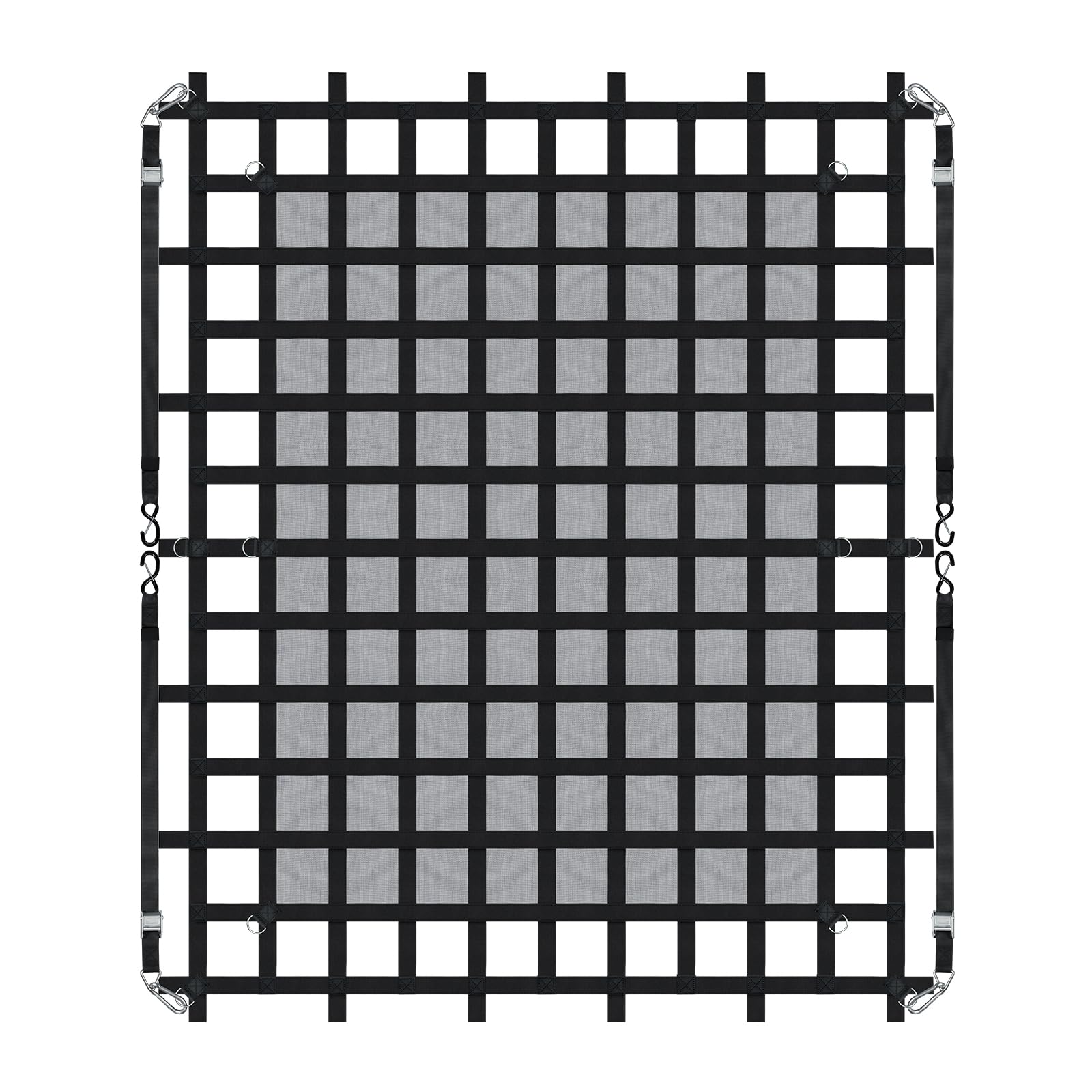 VEVOR Rete di Carico, 2440 x 2060 mm Rete di Carico per Camion ad Alta Resistenza per Cassone di Camion, 4 Cinghie Regolabili, Moschettoni e Ganci a S, Resistente all'Usura e alle Intemperie, per SUV
