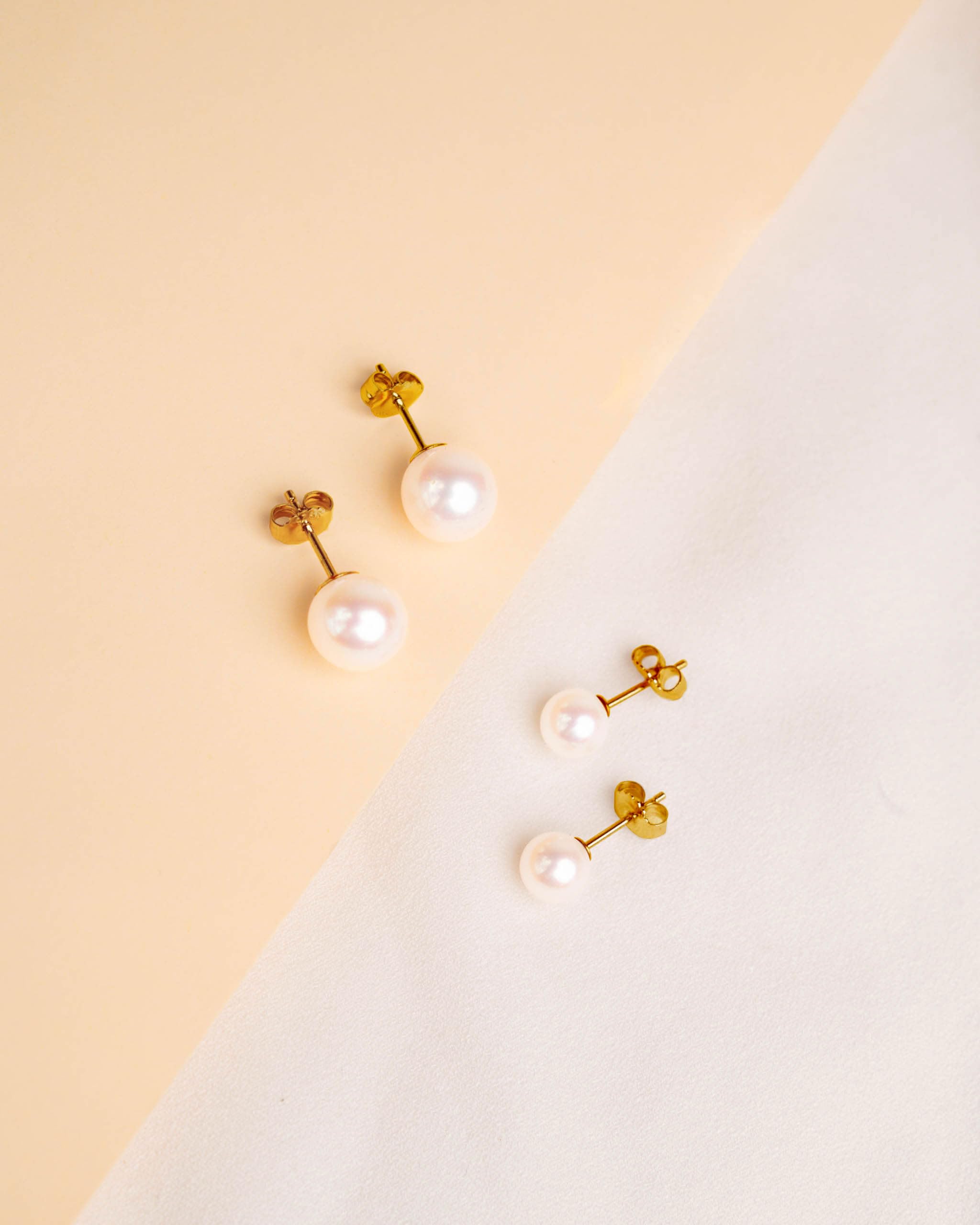 Damen-Perlenohrringe mit runder Süßwasser-Zuchtperle von SECRET & YOU | Erhältlich in 6 Größen von 6-6,5 mm bis 11-11,5 mm | In 750er Gold 18 Karat oder in rhodiniertem 925er Sterlingsilber