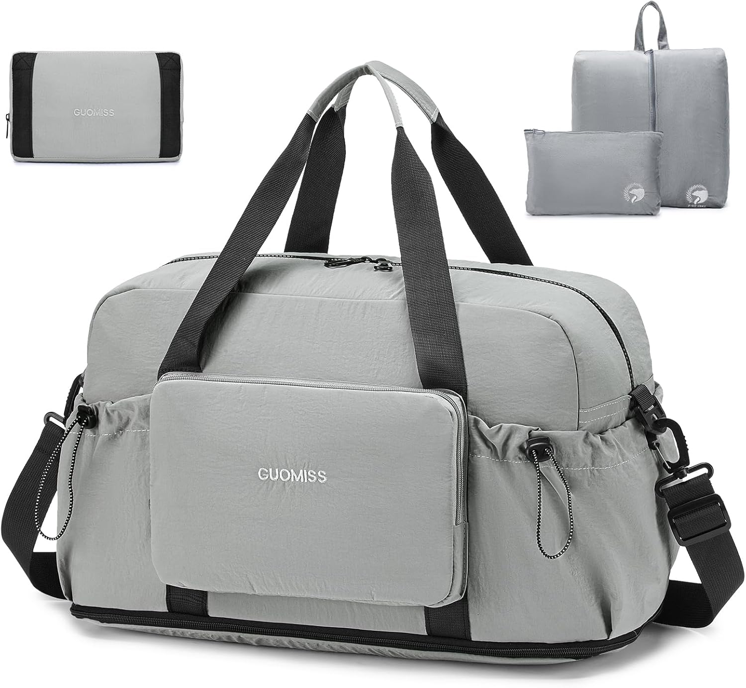 SPAHER Lufthansa Wizzair 55 x 40 x 23 Expandable Travel Cabin Bag 50 L Large Folding Cabin Luggage Weekend Sports Bag for Women Men with Compartments Wet Hand Luggage Travel Duffel Bag, grey, Travel