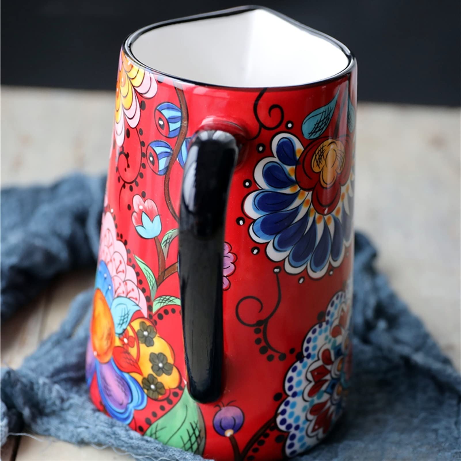 Jarra Agua Fria Jarras de cerámica Coloridas con Asas y cochecitos Tetera Creativa de Jarra Multifuncional para Jugo, té fragante, Bebidas Calientes y frías Jarra Agua Detox Frutas