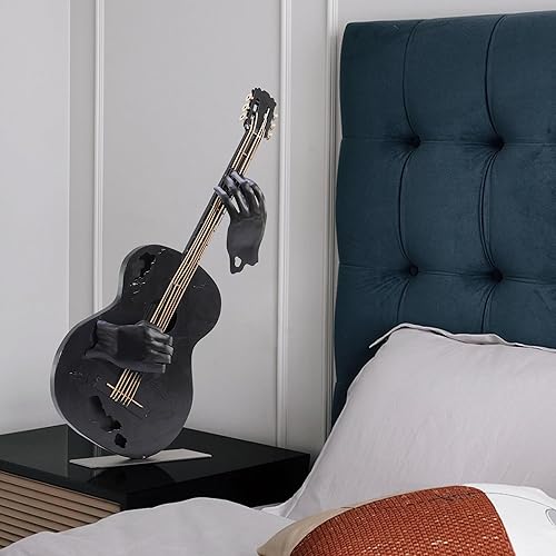 Miniatura 6 de Decoración musical de metal, escultura de guitarra hecha a mano de 23 pulgadas de alto, decoración del hogar, decoración de estatua occidental