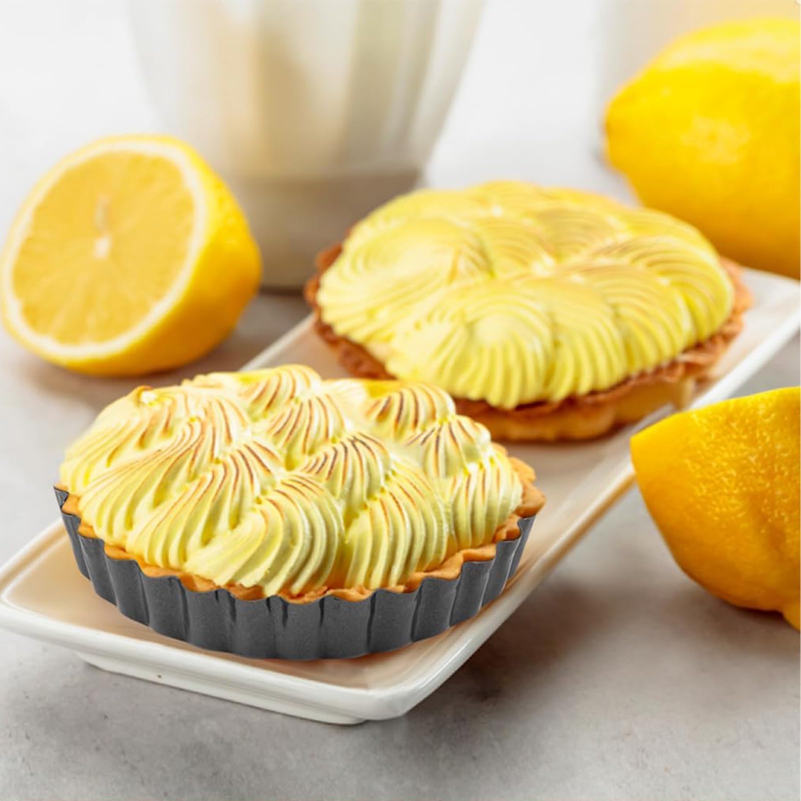 12 Pezzi tortiera con Fondo sollevabile, Mini Stampo per Quiche Rivestimento Antiaderente, Set di stampi per tartellette per Quiche, Torta di Frutta, pasteis de Nata (Nero)