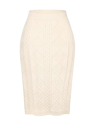 Women's Knit Pencil Skirts Elastic High Waist Stretchy Casual Bodycon