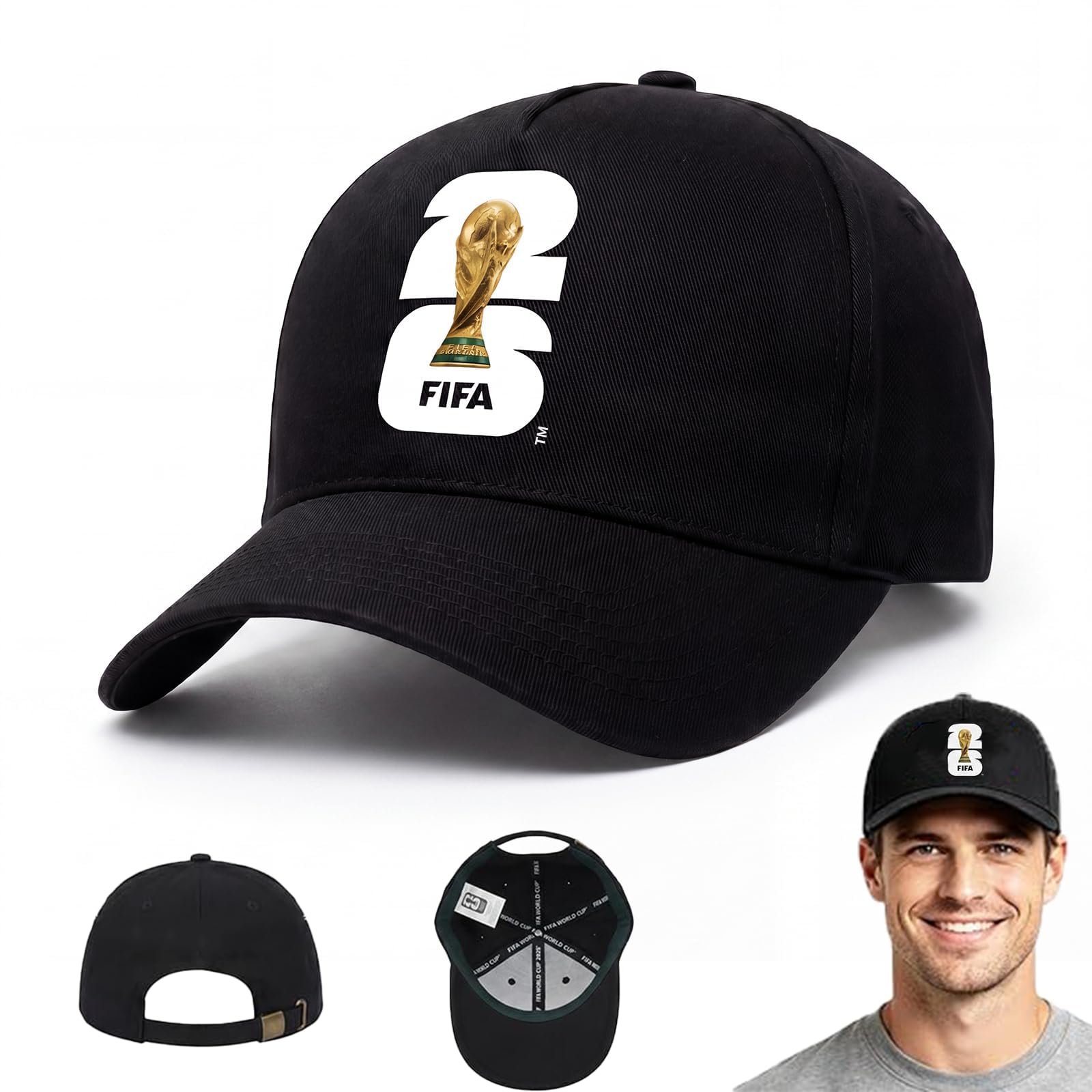 Covbozk 2026 FIFA World Cup Officially Licensed Baseball Cap for Men Women, Adjustable Soccer Hat for Outdoor Sports and Game Day (1, Black)