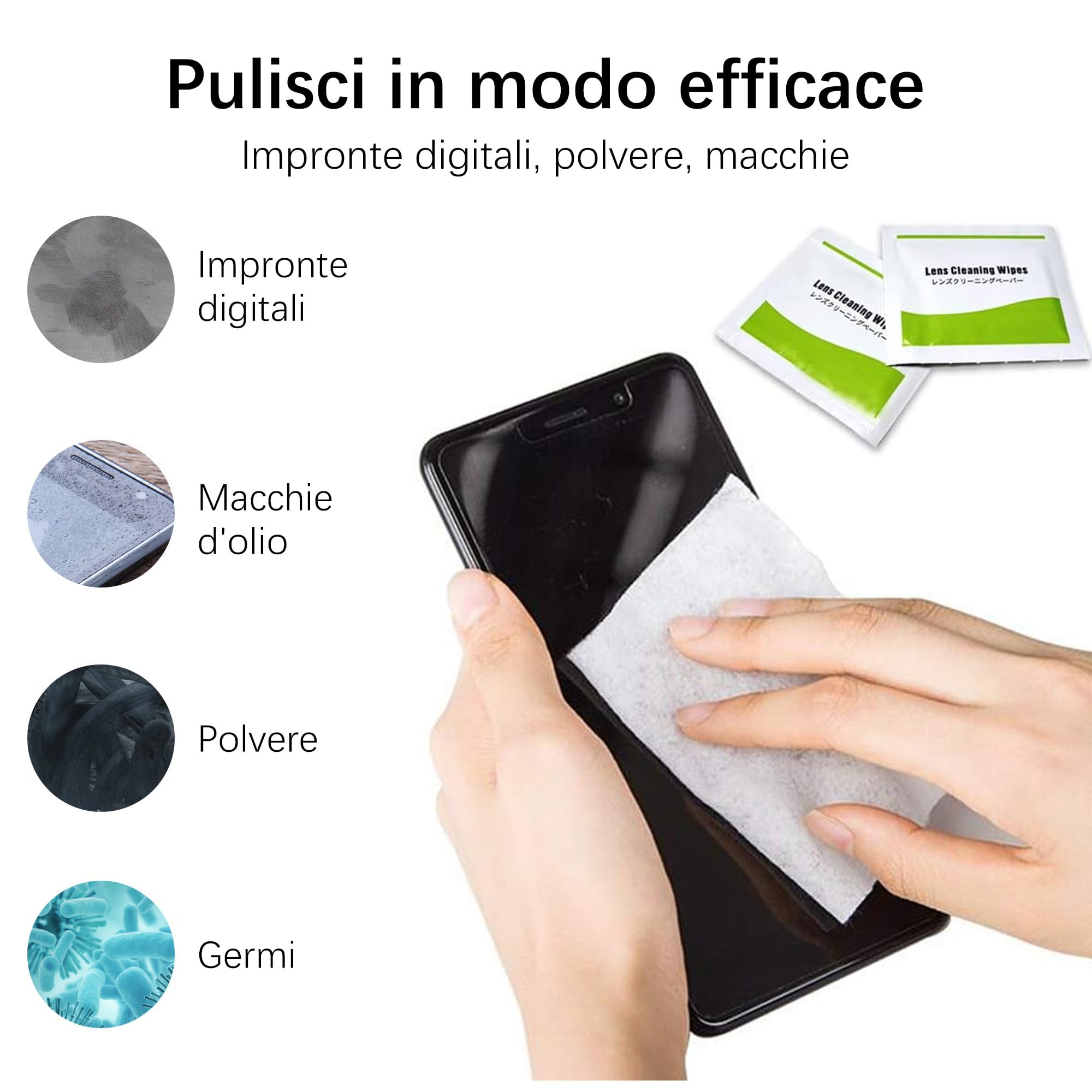 EOTW Salviette Schermo Confezionate Singolarmente,salviette occhiali pulizia,salviette occhiali,Salviettine Detergenti Per Computer, Monitor, Smartphone, TV(120 Pezzi)