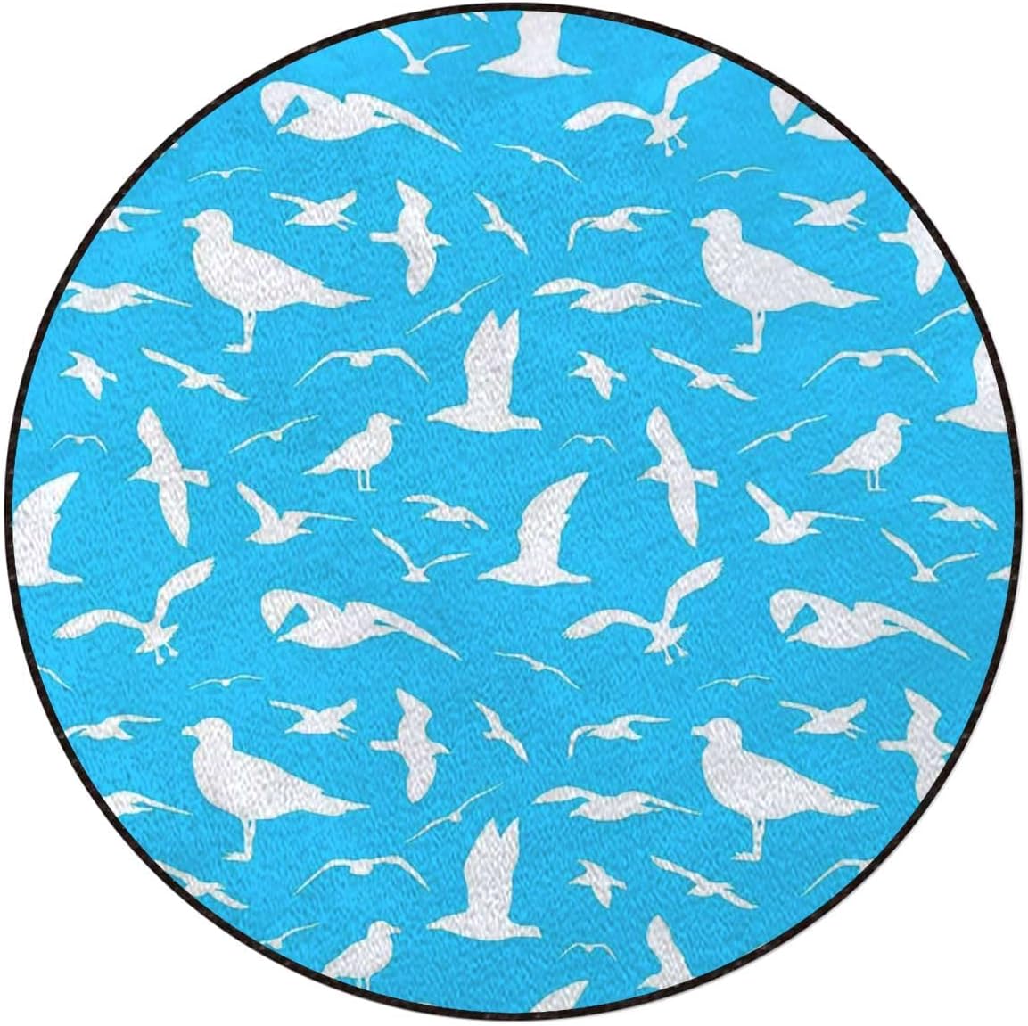 Camo Abstract Texture Round Carpet Playmat - Play Learn and Have Fun Safely,Crawling Mat, Educational Soft Rug, Shower/Birthday Gift, Camouflage Theme,Slate Blue Diameter 35.5 in