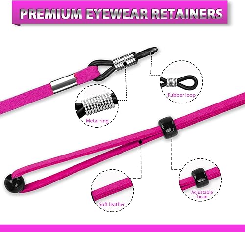 Miniatura 3 de YGDZ Correa para lentes, 8 unidades, correa de cuero para gafas, cadena ajustable para gafas, retenedores de gafas, correa deportiva para lentes de