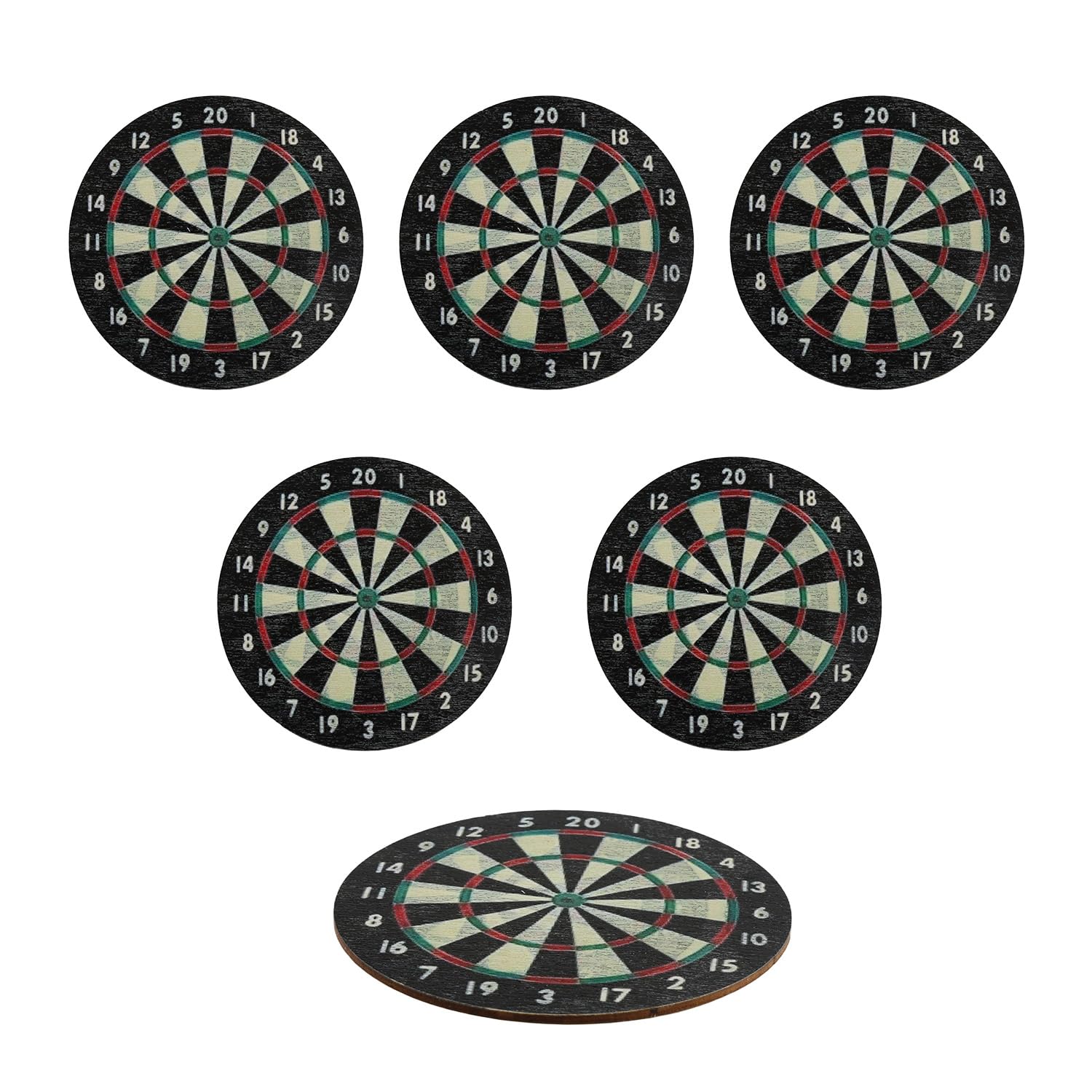 Wellrun 6PCS Cork Coaster Set,Wooden Drink Coasters,Non-Slip Coasters for Kitchen,Dining Room,Home Decoration Use(Dartboard Design)