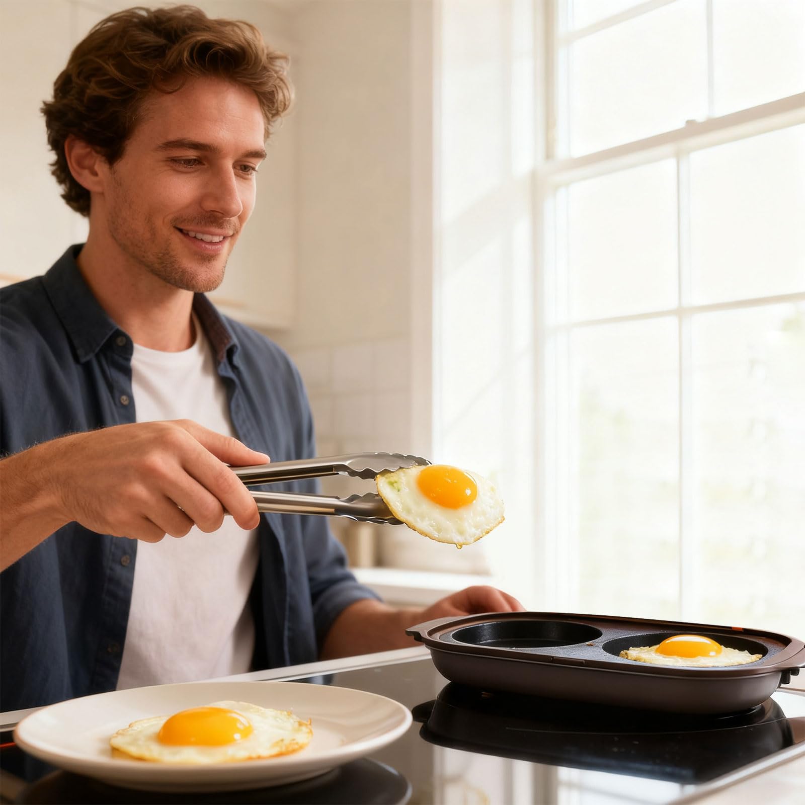 Adatto al microonde, per cuocere le uova, doppio scomparto per omelette e panini, design ergonomico, lavabile in lavastoviglie, gadget da cucina adatto ai viaggi