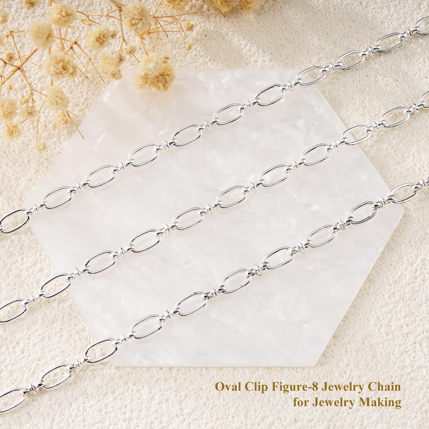GTVOODX Sliver Plated Oval Chains Bulk for DIY Jewelry Making 3 Meters image 4