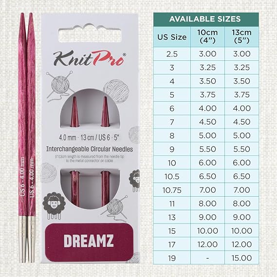 KnitPro Dreamz Interchangeable Circular Needles 5 (13cm) | US Size 6 (4mm)