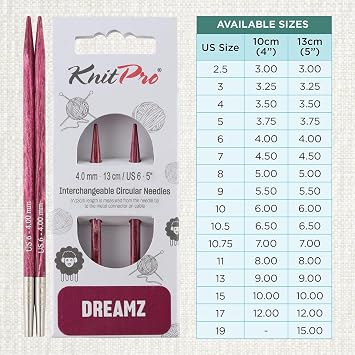 KnitPro Dreamz Interchangeable Circular Needles 5 (13cm) | US Size 6 (4mm)