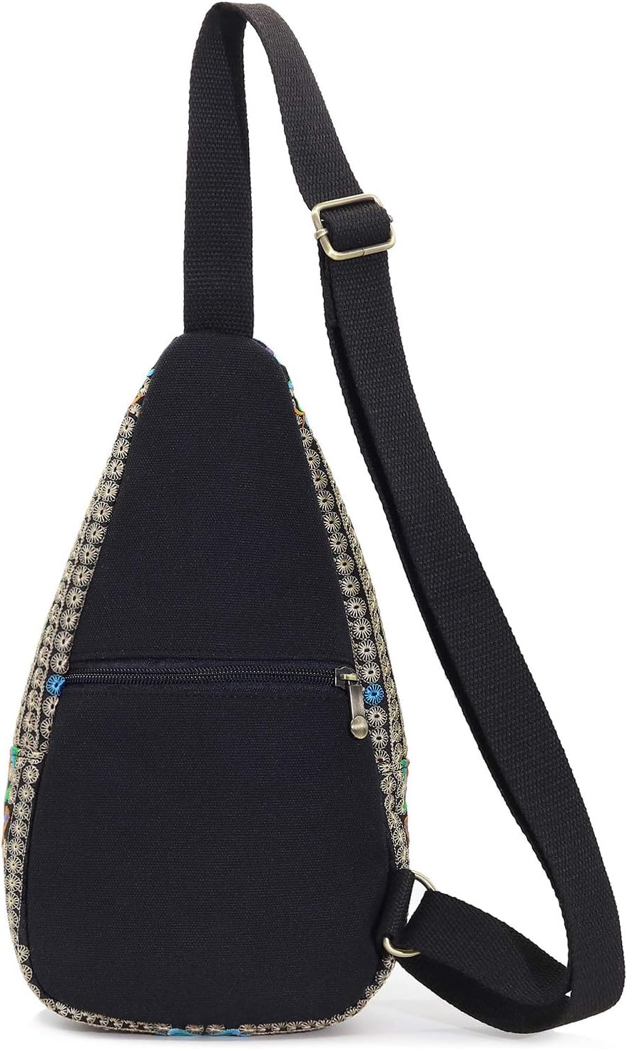 SILKAREA Embroidered Boho Small Sling Bag for Women Travel Chest Bag Crossbody Backpack Purse Shoulder Bag (Blue) - Image 3