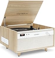 Vista 12 de Victrola Century 6-en-1 Reproductor de discos de vinilo y centro de música – Tocadiscos de 3 velocidades, reproductor de CD y cassette, VINYLSTREAM