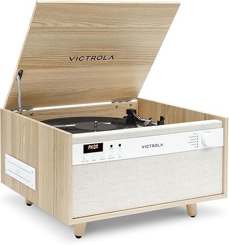 Victrola Century - Tocadiscos de vinilo 6 en 1 y centro de música, tocadiscos de 3 velocidades, reproductor de CD y cassette, VINYLSTREAM, Bluetooth