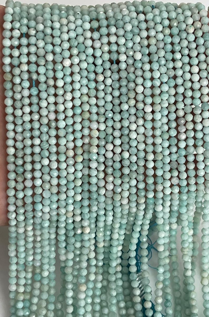 Perles en amazonite facettée pour fabrication de bijoux collier bracelet