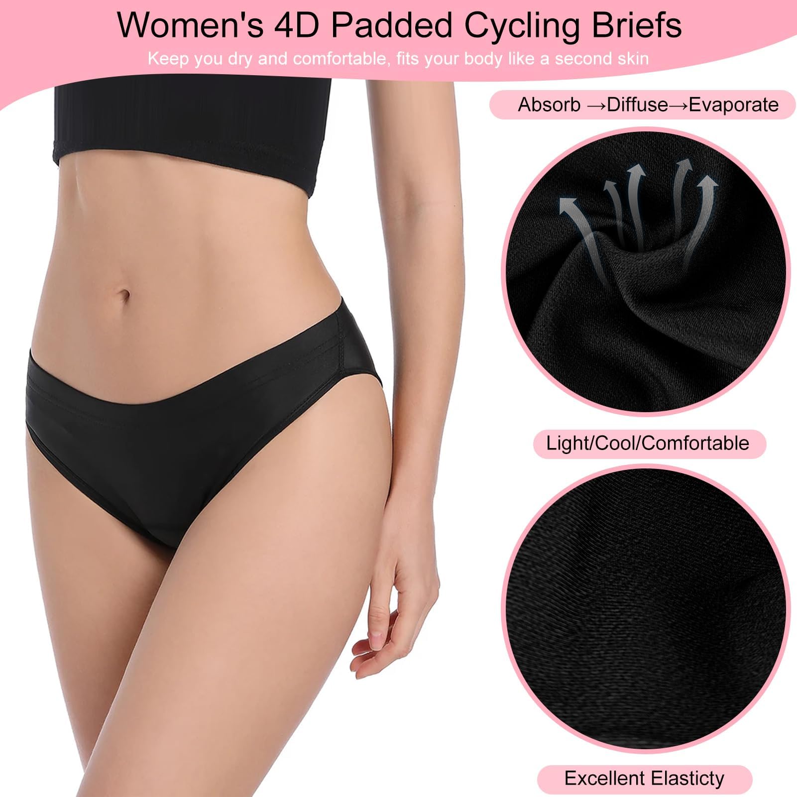 Dongcill Radunterhose Damen Gepolstert Unterwäsche Fahrrad Unterhosen Atmungsaktive & Schnelltrocknende Fahrradslip Gepolstert Für Trekking, Rennrad & Indoor-Cycling