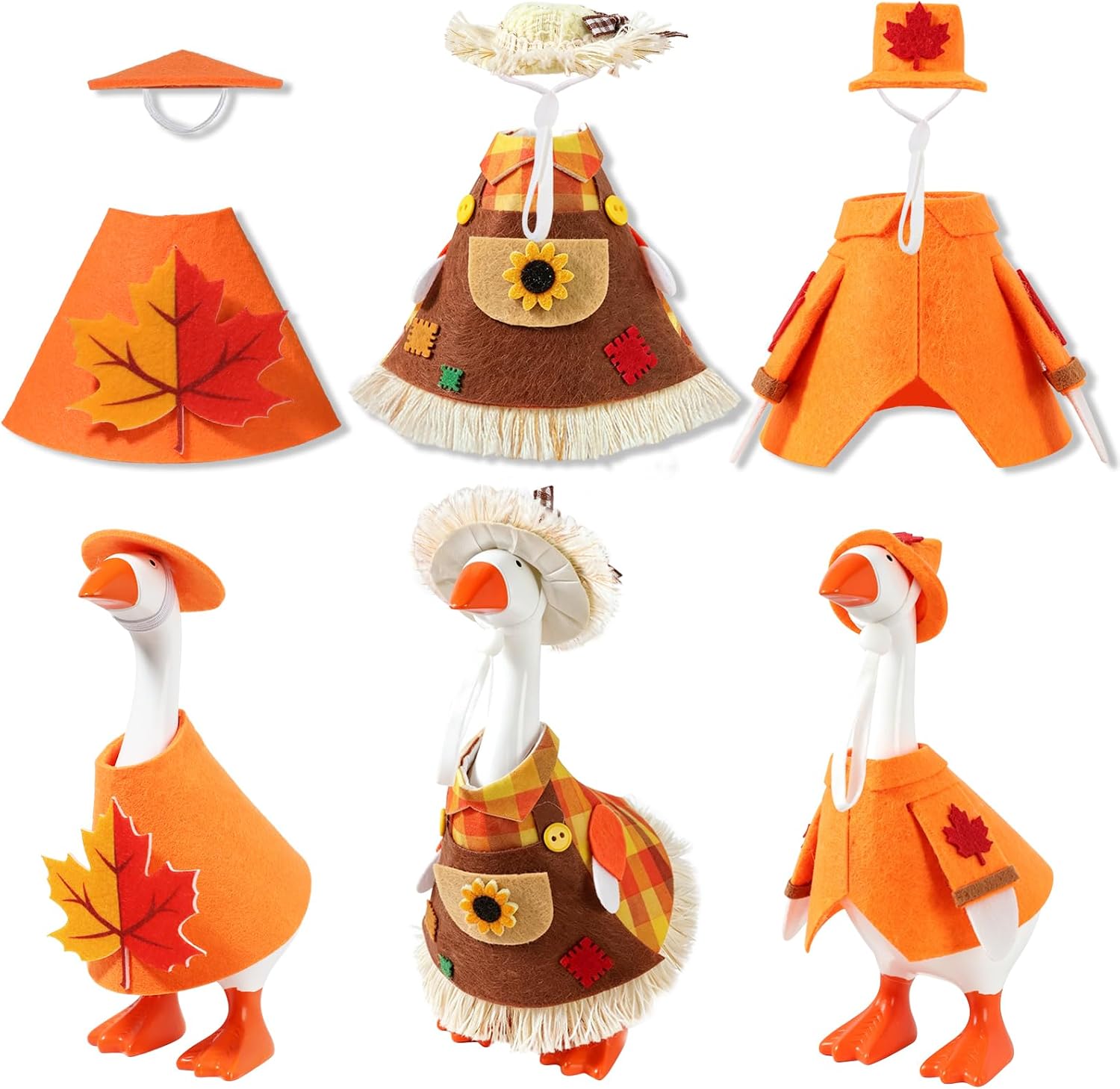 Desk Goose Outfits 7 Inch, Fall Costumes for Mini Goose Statue (3 Sets)